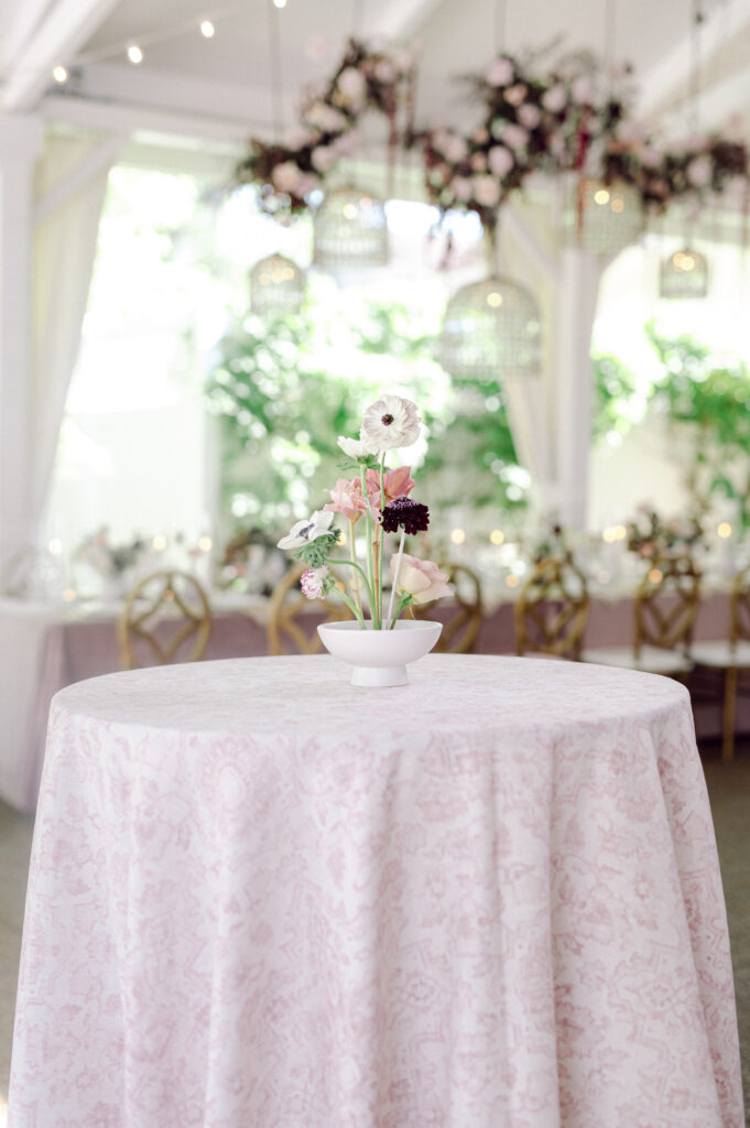 cocktail table with floral centerpiece in Nashville